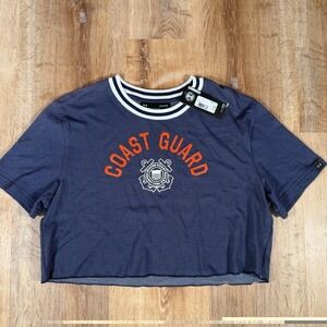 NEW Under Armour US Coast Guard Women's Large Loose Fit Boxy Crop Top Workout